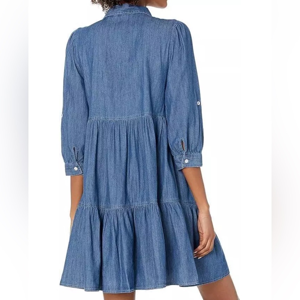 Tommy Hilfiger Chambray Blue Tiered Button Front Shirt Dress - Size 2 NWT